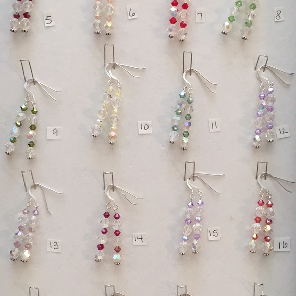 Handmade Line Sterling Silver Crystal Earrings - Picture 3 of 12